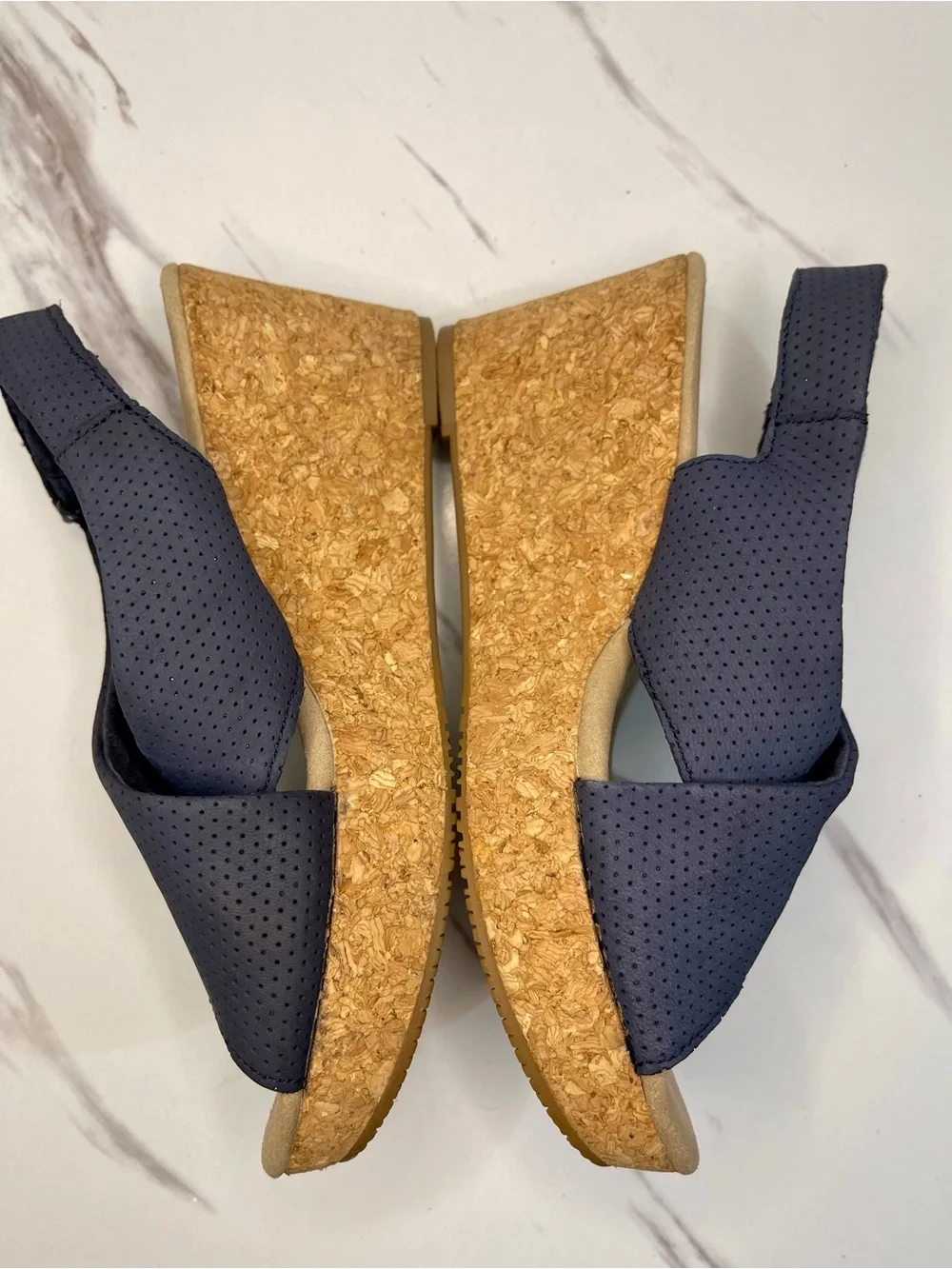 Clarks annadel bari platform, Navy nubuck 8M Cork Wedge Slingback Sandal